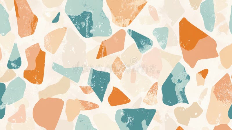 Modern, abstract background design featuring a seamless pattern of terrazzo texture in a vibrant color palette. The stock photo