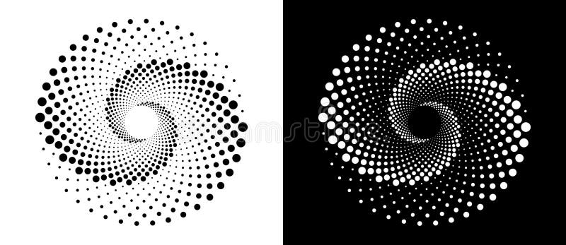 Modern abstract background. Halftone dots in circle form. Round logo. Vector dotted frame. Design element or icon. Black shape on stock illustration