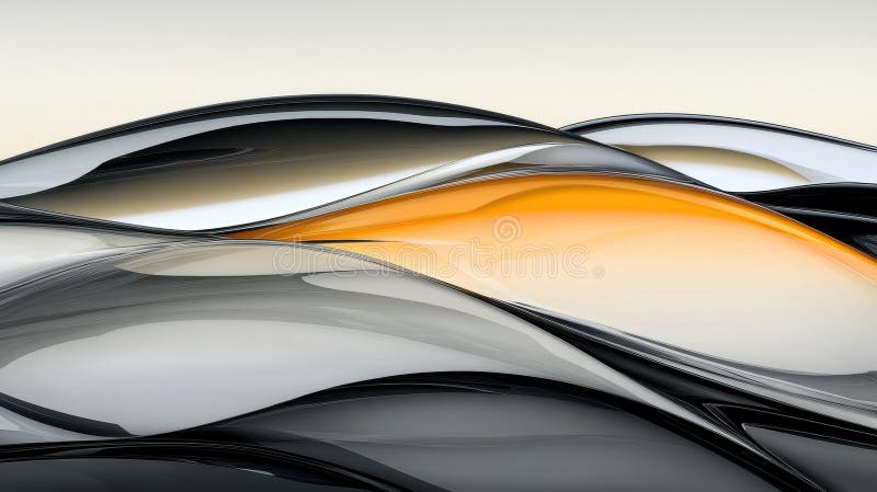A modern abstract design with black white and orange colors the image presents captivating composition featuring series of curved illustrazione vettoriale