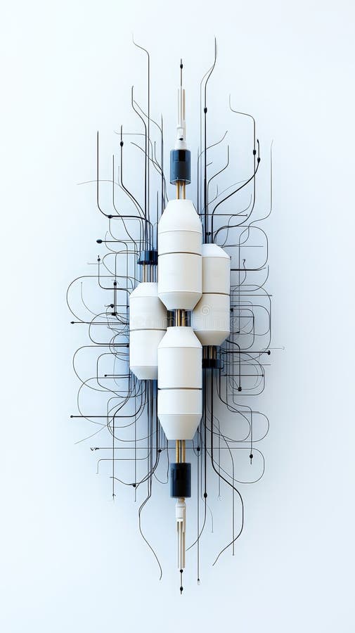 A modern abstract design featuring interconnected components and intricate circuitry on a clean background vector illustration