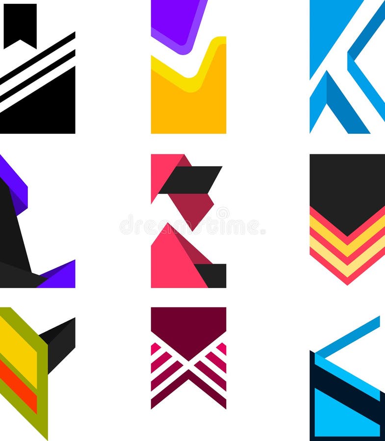 Modern Abstract Flyer Design Templates Collection with Colorful Geometric Background Elements stock illustration