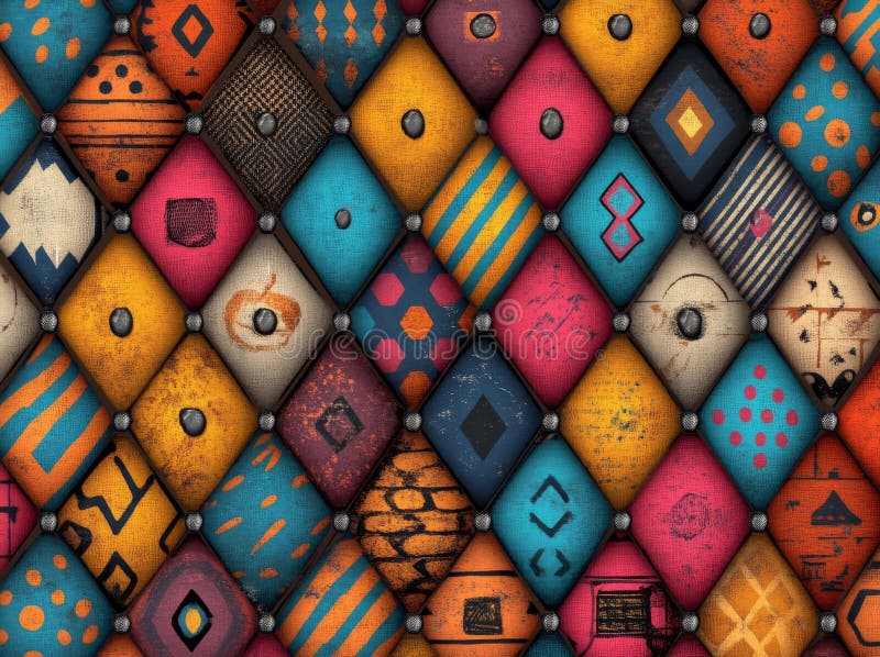 A modern, abstract geometric wallpaper is created by a colorful argyle pattern in high-resolution, 32-bit digital art royalty free stock photos