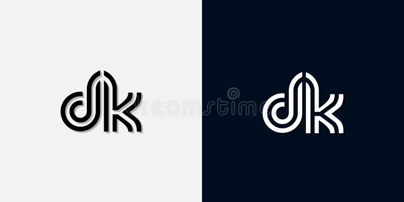 Modern Abstract Initial letter DK logo. This icon incorporate with two abstract typeface in the creative way.It will be suitable for which company or brand name start those initial