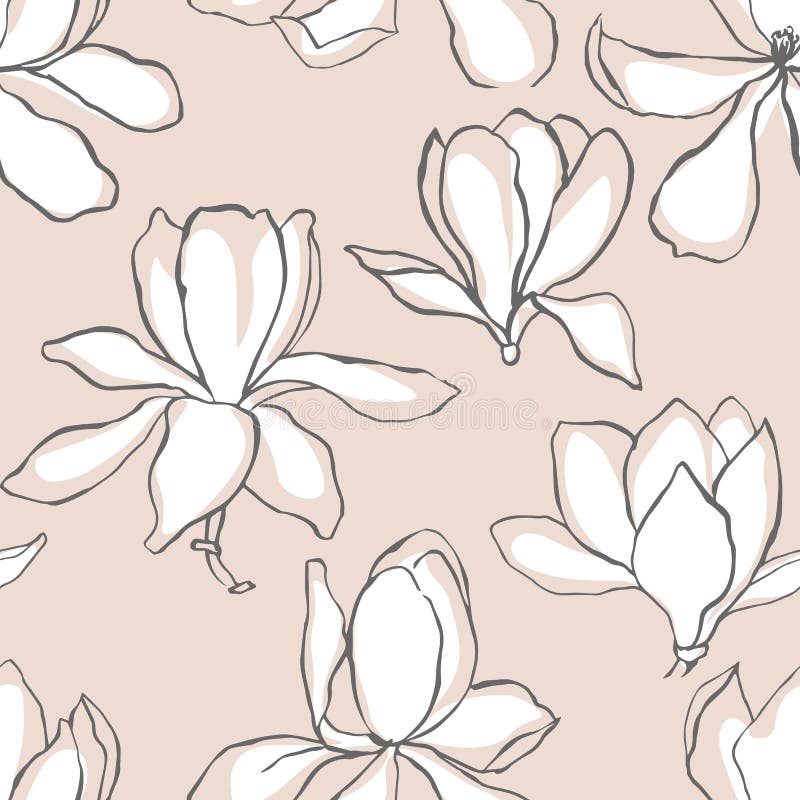 Modern Abstract Magnolia Flowers Background. Floral Seamless Pattern.  Pastel Scandinavian Colors Palette. Textile Composition, H Stock Vector -  Illustration of decoration, background: 152225174