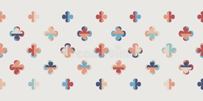 Modern abstract seamless vector pattern Border with stylised flowers in retro style. vector illustration