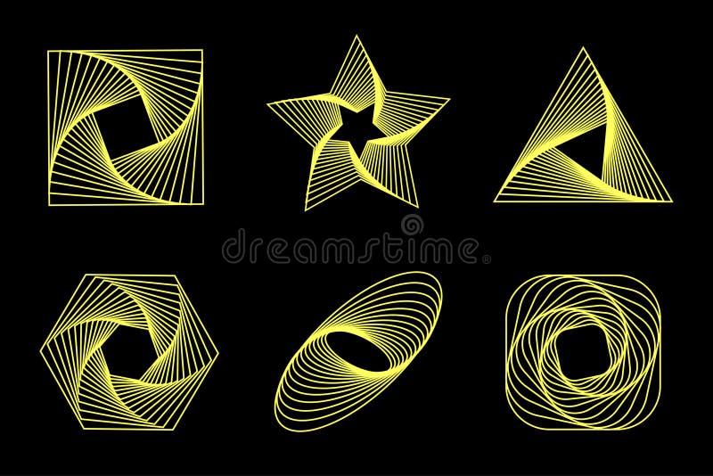 Modern abstract shapes. Line figure in different frames. Spiral form stock illustration