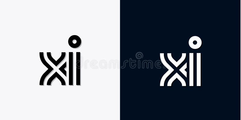 Modern, abstrakt inledande logotyp för bokstaven xi vektor illustrationer