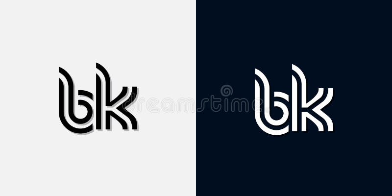Modern abstrakt logotyp för inledande brev bk vektor illustrationer
