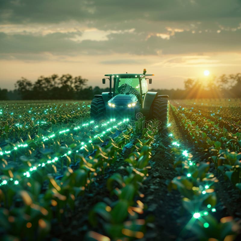 Modern agricultural technologies optimize farming practices, revolutionizing efficiency royalty free illustration