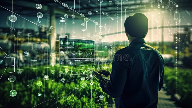 Modern agricultural technology based on smart farming. stock illustration
