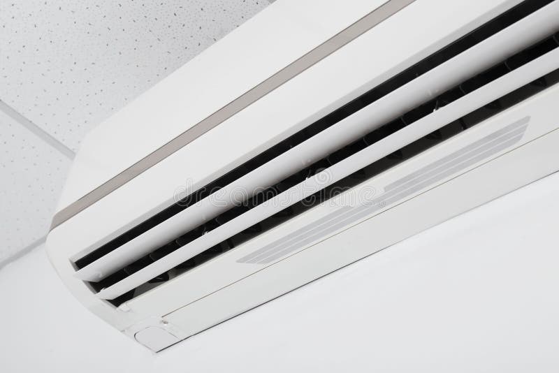 Modern Air Conditioner on White Wall, Closeup Stock Image Image of