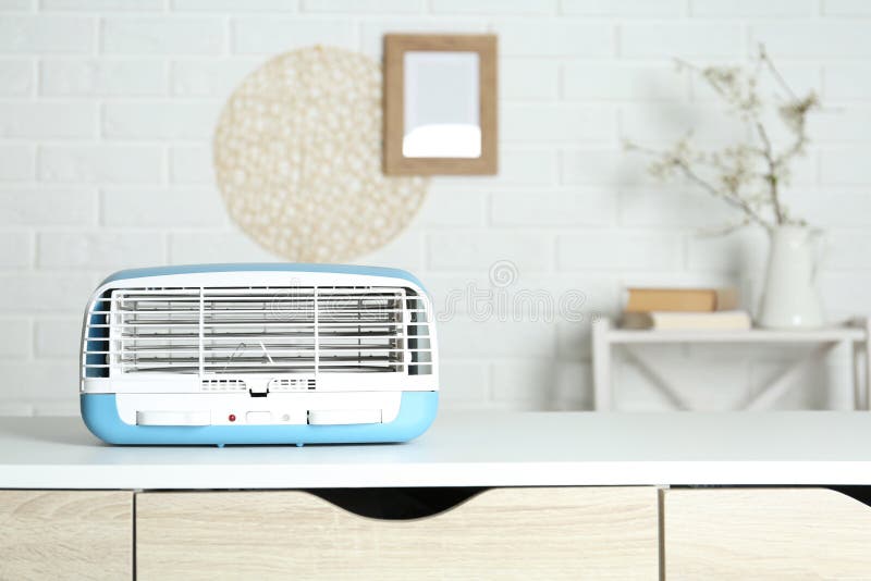 Modern Air Purifier on Table in Room Stock Photo Image of house
