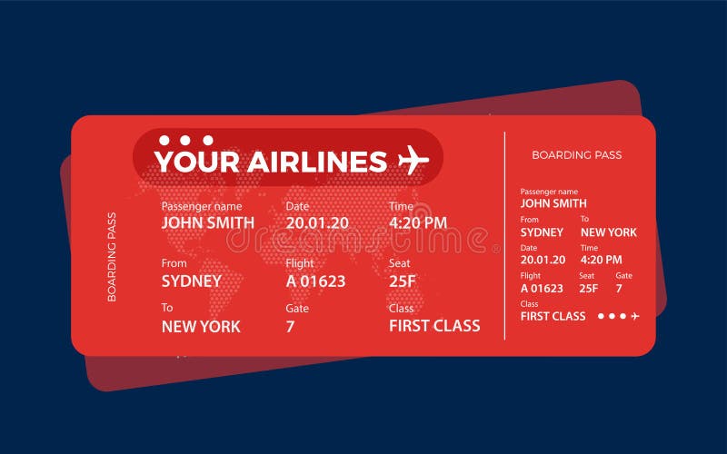 Modern Airline Ticket Design with Flight Time and Passenger Name