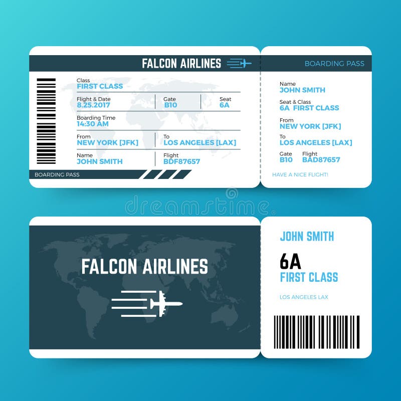 Modern airline travel boarding pass ticket vector template. Ticket airplane and airline, travel flight air illustration