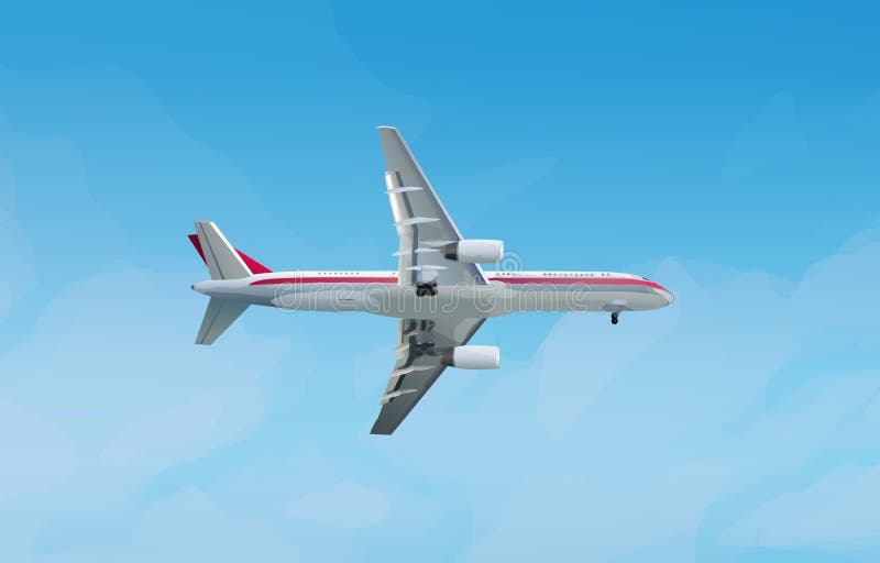 Modern airplane in the sky stock illustration