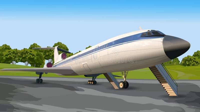 Modern airplane on runway vector illustration