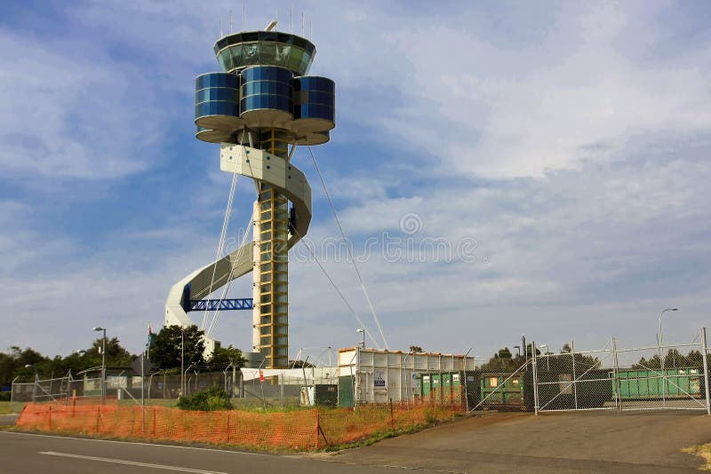 Modern airport control tower in Australia.