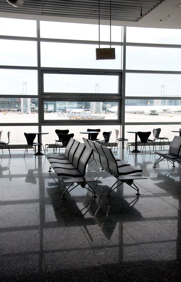 Modern airport terminal waiting room