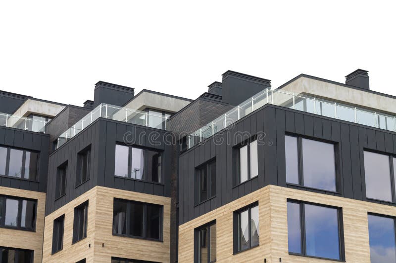 Modern apartment building isolated on white background royalty free stock photo