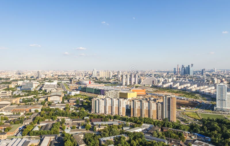Modern apartment buildings in the new district of Moscow stock photos