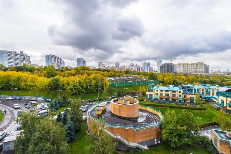 Modern apartment buildings in the new district of Moscow stock photography