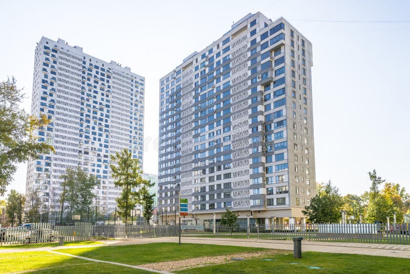 Modern apartment buildings in the new district of Moscow royalty free stock photography