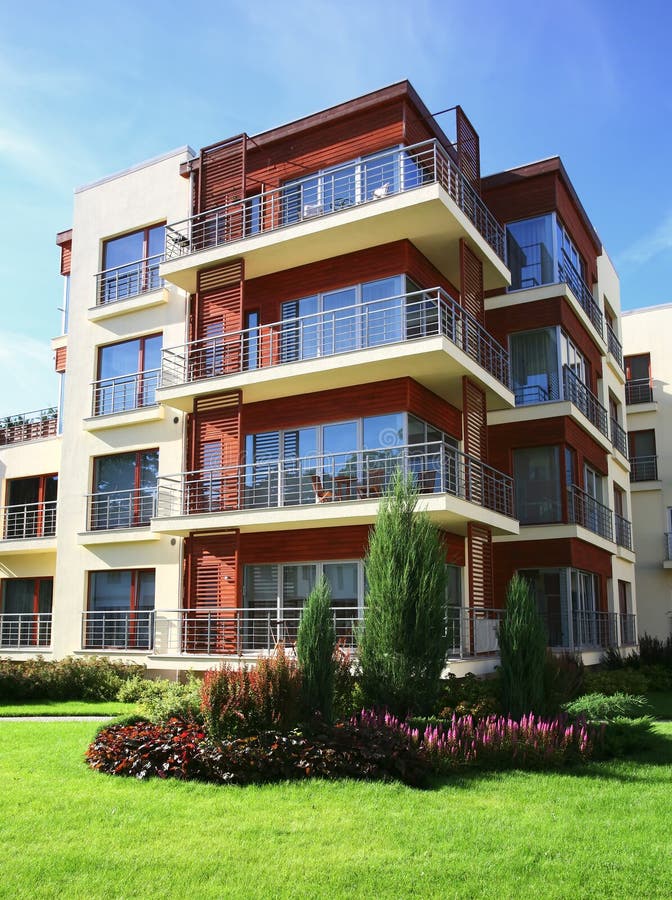 Modern apartments stock photo. Image of architecture