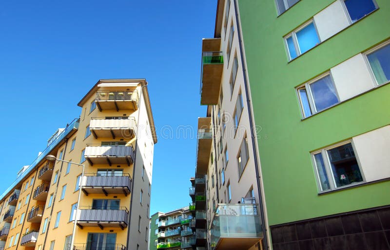 Modern Apartments with a Blue Sky Stock Photo Image of lifestyles