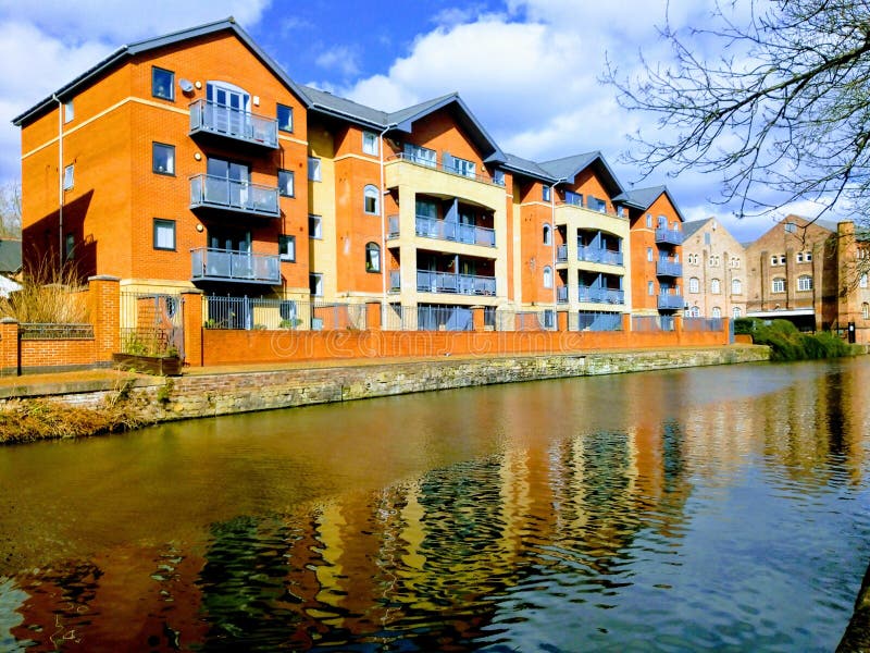 Modern Apartments by the Canal, Riverside Living Stock Image Image of
