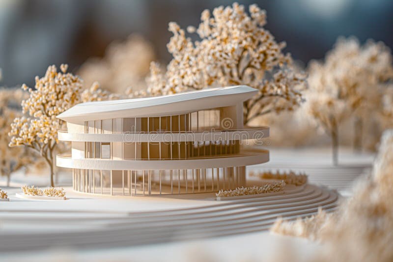 Modern Architectural Model of a Futuristic Building royalty free illustration