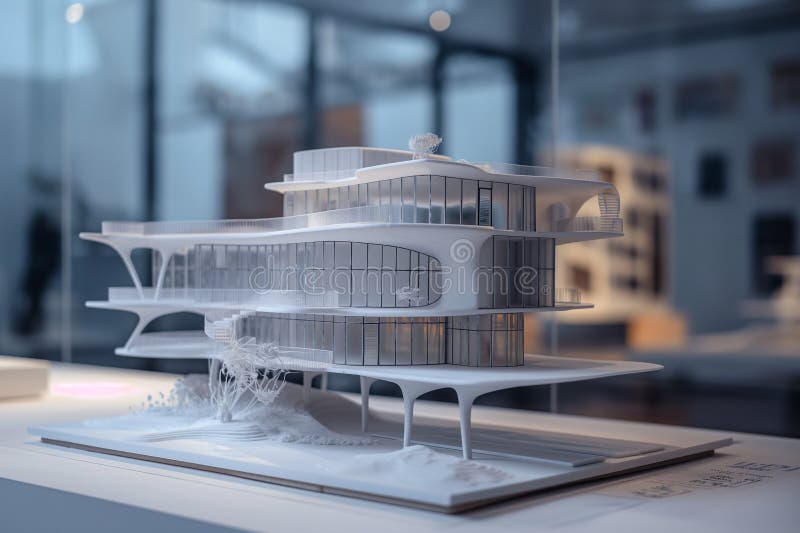 Modern Architectural Model of a Futuristic Building royalty free illustration