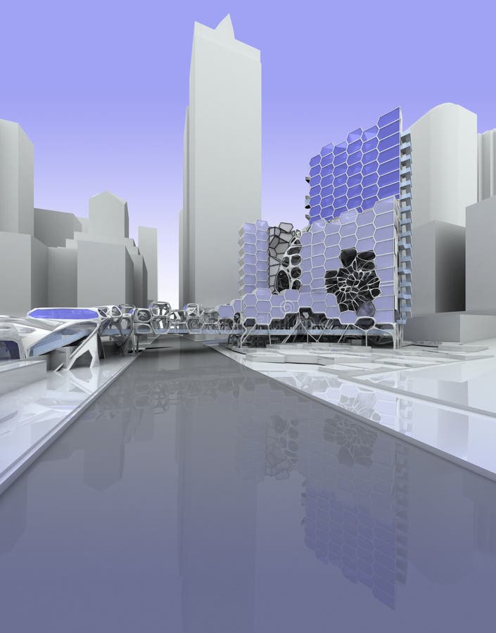 3 dimensional illustration of a fictional futuristic city modeled after Los Angeles with weird architecture. 3 dimensional illustration of a fictional futuristic city modeled after Los Angeles with weird architecture.