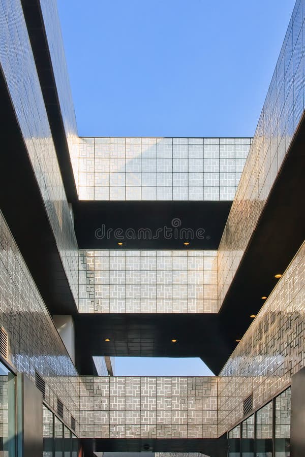 Modern architecture against a blue sky in Beijing Sanlitun The Village royalty free stock photo Modern architecture against a blue sky in Beijing Sanlitun The Village royalty free stock photo