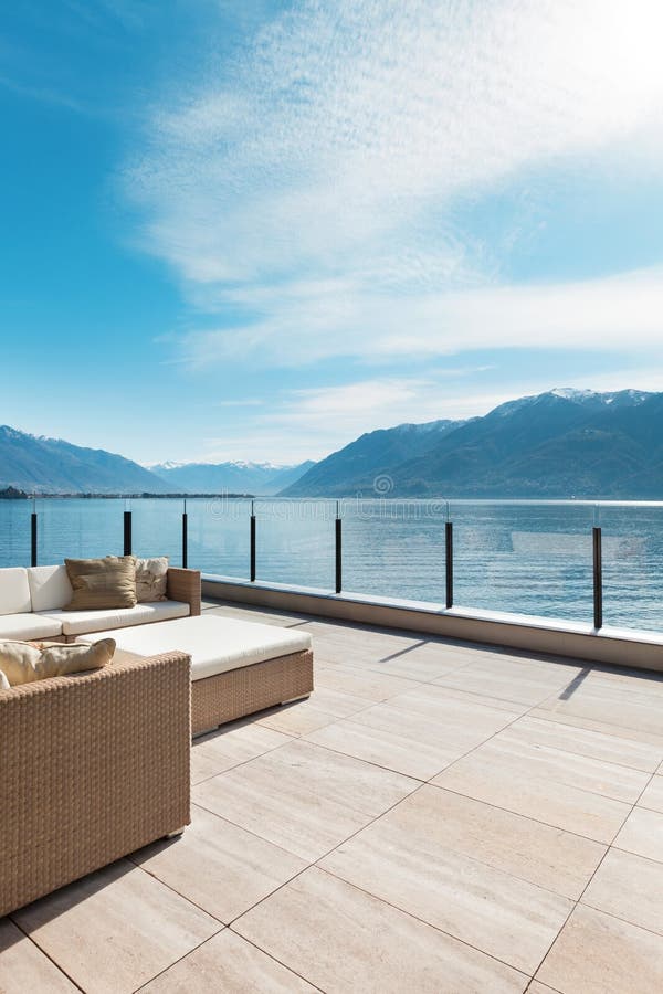 Modern architecture, beautiful terrace