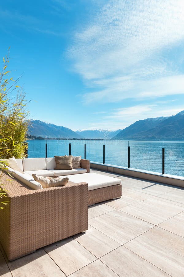 Modern architecture, beautiful terrace