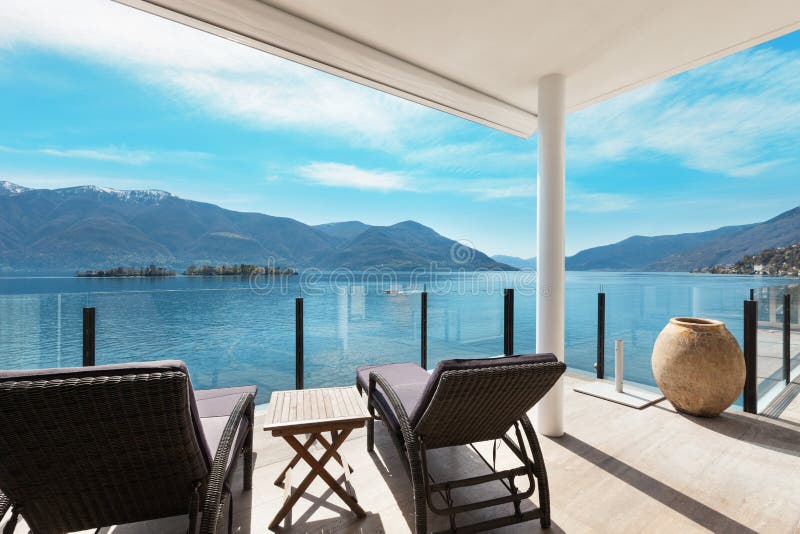 Modern architecture, beautiful terrace