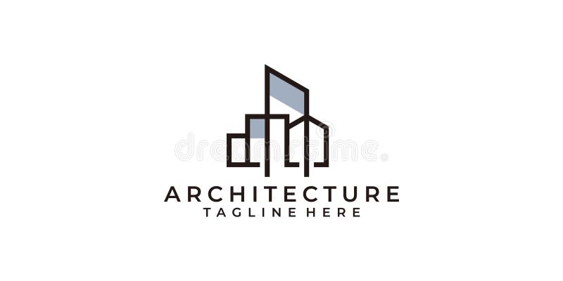 Architecture Logo Design Bundle in Line Art Style Stock Vector ...