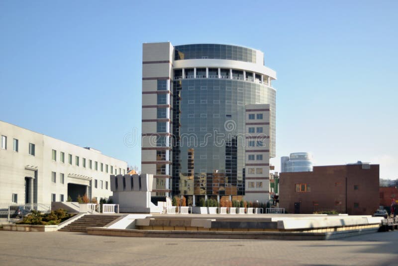 The modern architecture in the old part of industrial city