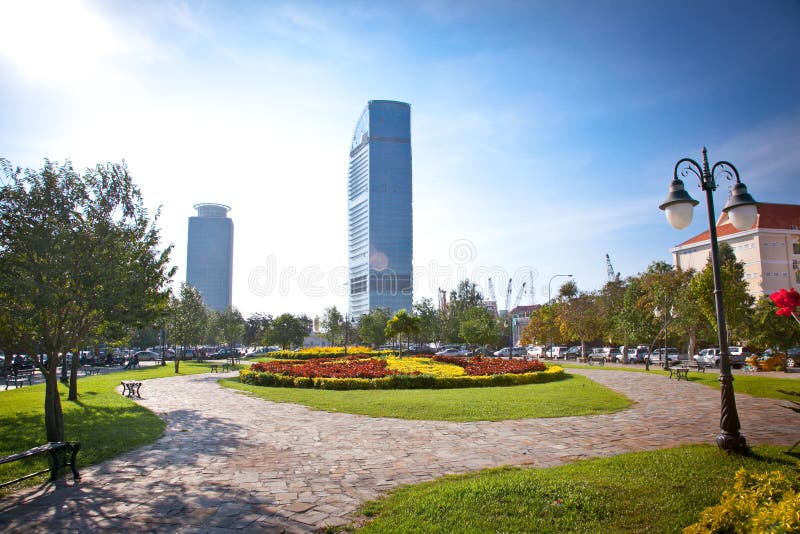 Modern arkitektur i Phnom Penh, Cambodja royaltyfri fotografi Modern arkitektur i Phnom Penh, Cambodja royaltyfri fotografi