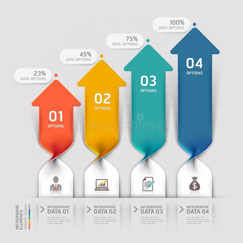 Modern arrow business spiral infographics option. stock illustration