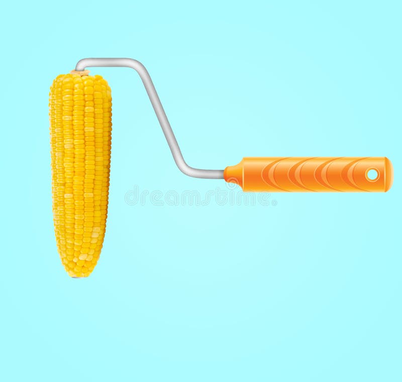 Corn Paint Roller. Modern Food Concept Stock Illustration