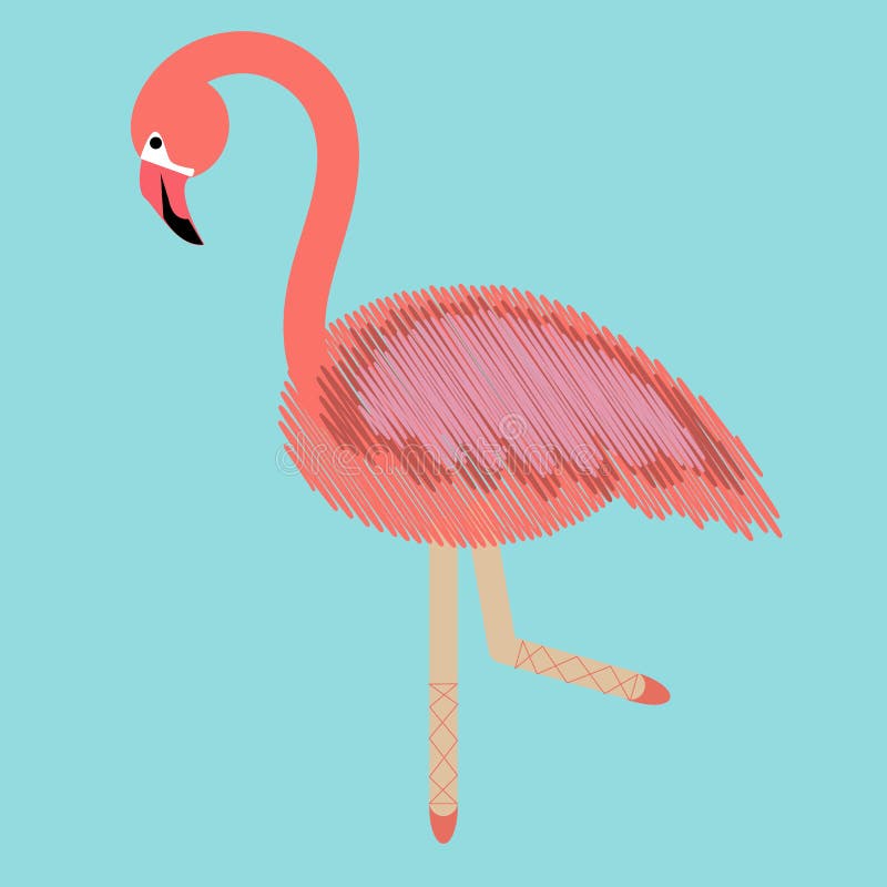 Modern art collage flamingo with ballerina legs , great design for any purposes. combination of embroidery and drawing backdrop. stock illustration Modern art collage flamingo with ballerina legs , great design for any purposes. combination of embroidery and drawing backdrop. stock illustration