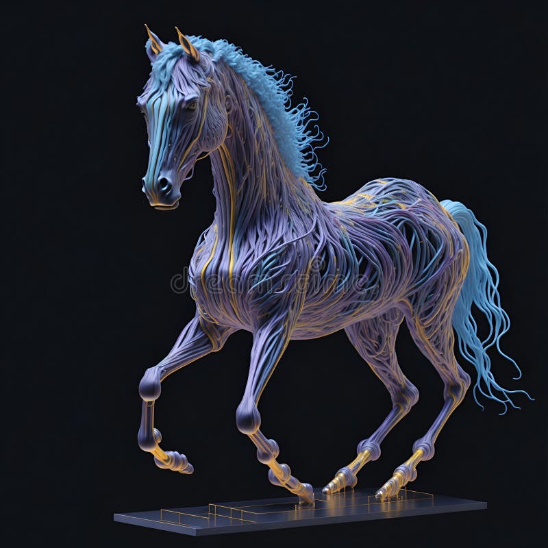 A Modern Art Piece of a Horse Created with Fiber Optic Technology