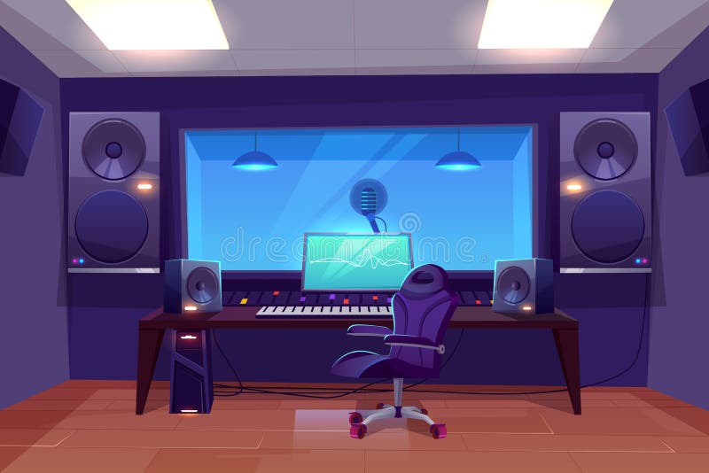 Modern audio recording studio interior vector