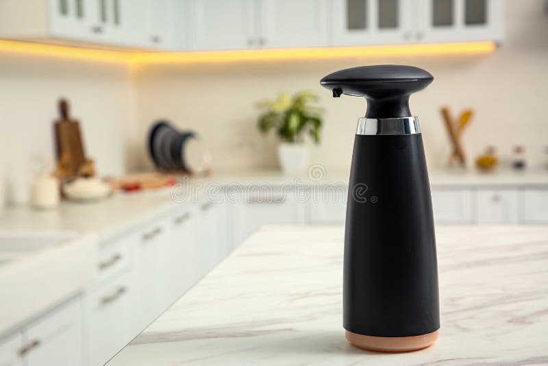 Modern Automatic Soap Dispenser on Countertop in Kitchen. Space for Text Stock Image Image of