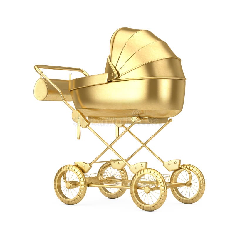 white and gold stroller