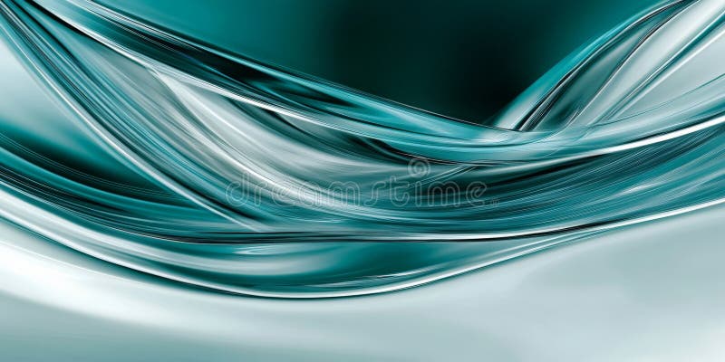 A modern background with dynamic light lines in shades of turquoise and silver. The lines flow stock image