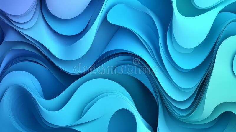 A modern background featuring fluid gradient wavy shapes in hues of cool blue and vibrant cyan stock photo