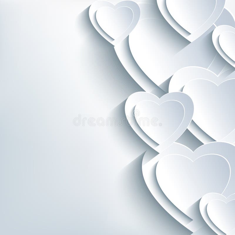 Modern background grey with paper 3d hearts