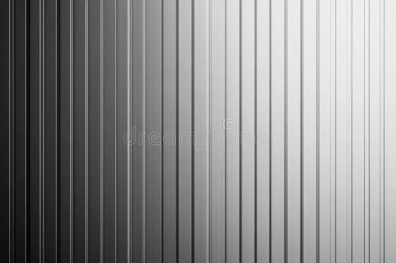 A modern background with thin vertical stripes in shades of grey, from light silver to dark stock photography